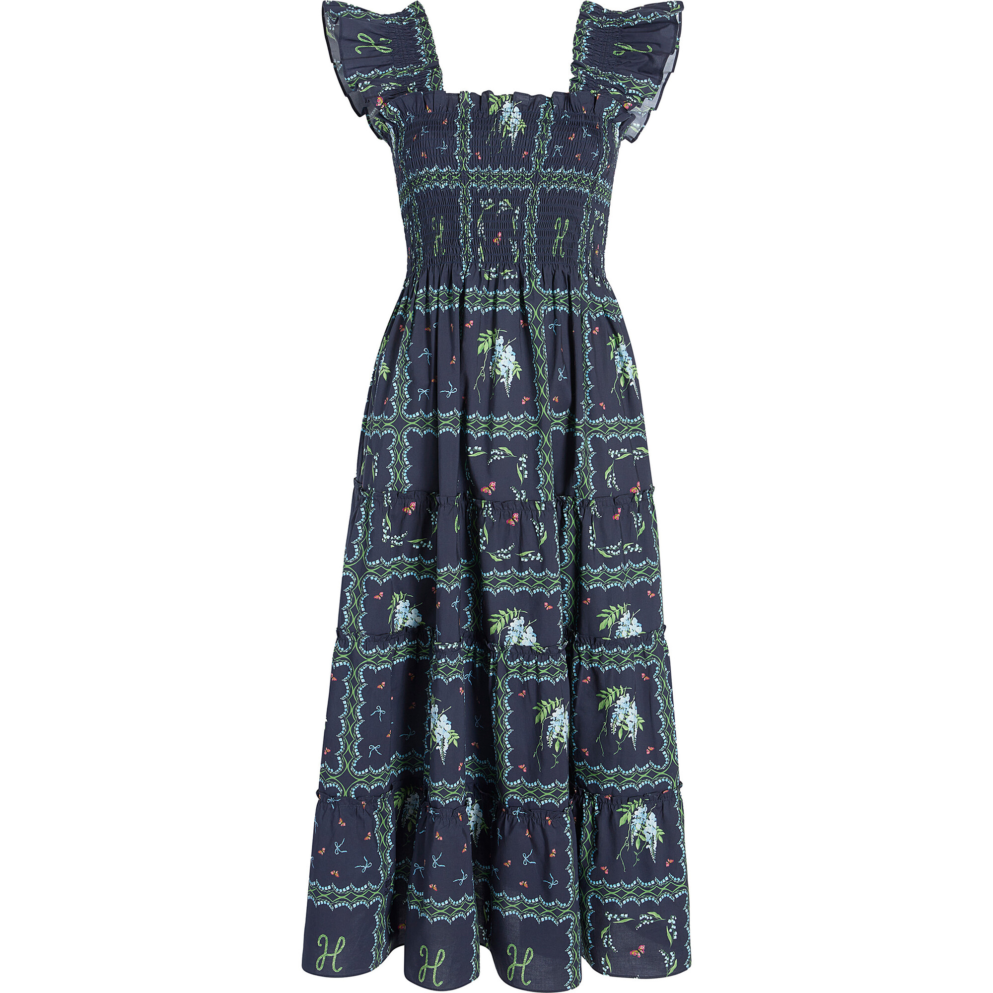 から厳選した Ruffle Print Floral Ellie Women's Shoulder Dress Nap Tiered ワンピース