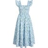 Women's Ellie Basketweave Vine Print Ruffle Shoulder Tiered Nap Dress, Blue - Dresses - 1 - thumbnail