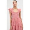 Women's Ellie Striped Ruffle Shoulder Tiered Nap Dress, Red - Dresses - 4