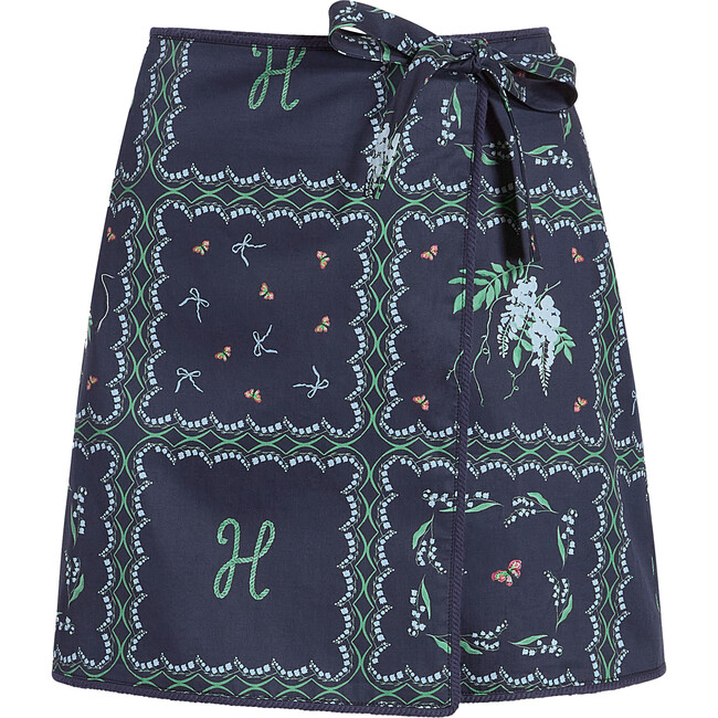 Women's Carolina Floral Print Mini Wrap Skirt Navy