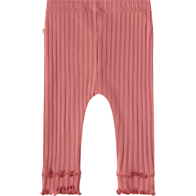 Baby Girl Ruffle Bottom Ribbed Leggings, Candy Pink - Leggings - 2