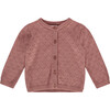 Baby Girl Knit Button-Up Cardigan, Pink Blossom - Cardigans - 1 - thumbnail