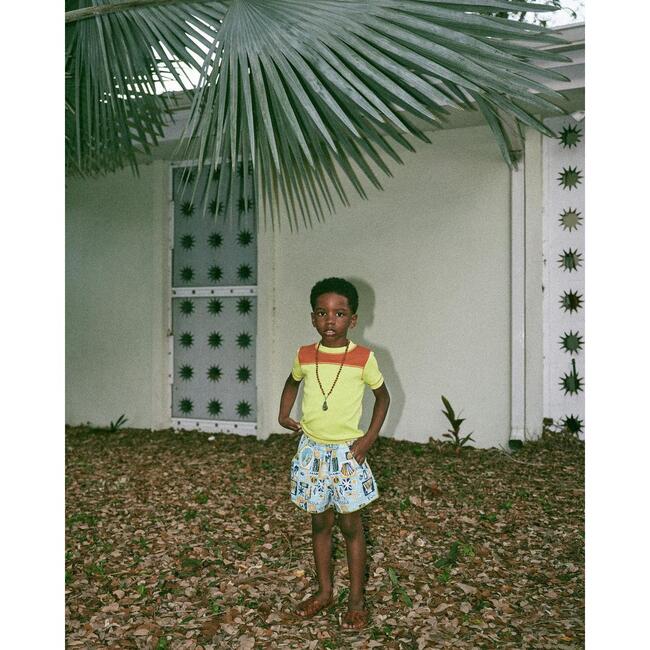 Traveler Graphic Print Elastic Waist Short, Sky - Shorts - 3