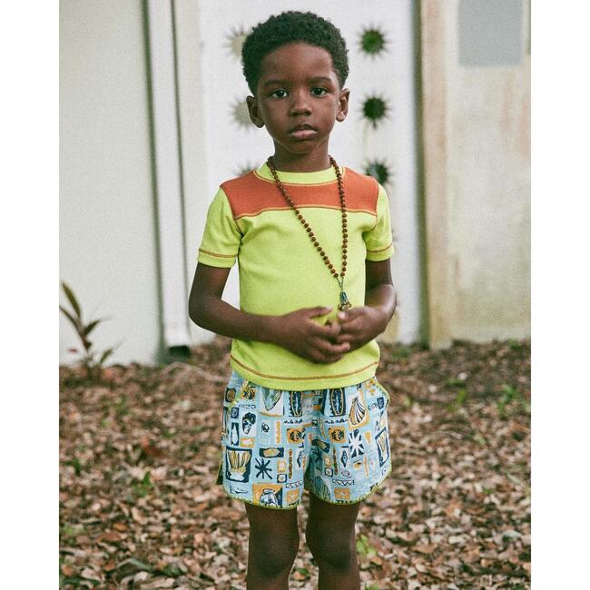 Traveler Graphic Print Elastic Waist Short, Sky - Shorts - 4