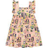 Graphic Print Square Neck Ruffle Sleeve A-Line Dress, Flamingo - Dresses - 1 - thumbnail