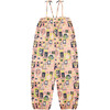 Bucket Graphic Print Tie-Strap Cuffed Ankle Overall, Flamingo - Overalls - 1 - thumbnail