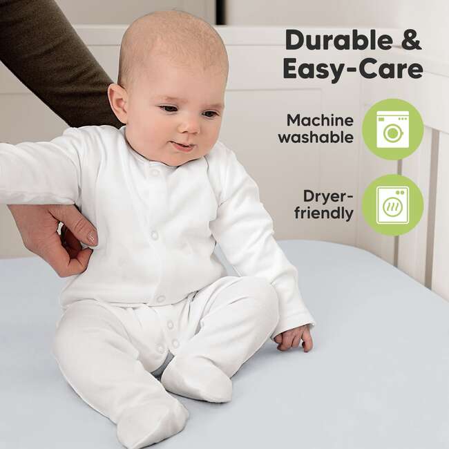 Soothe Fitted Crib Sheet, Hazy Blue (Pack of 2) - Crib Sheets - 7