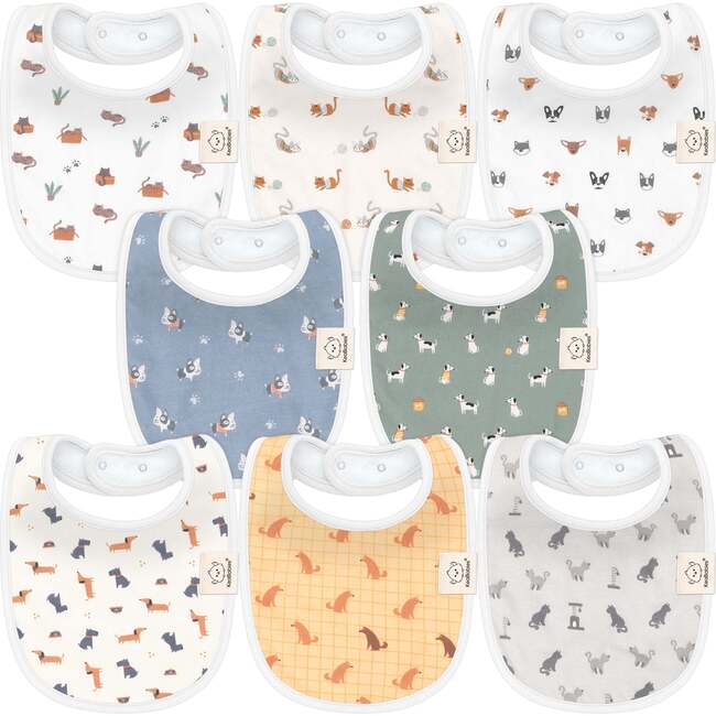 Baby Urban Drool Bibs Set, Pets & Paws (Pack of 8)