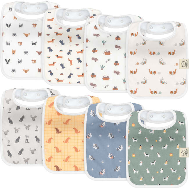 Baby Coast Drool Bibs, Pets & Paws (Pack of 8)