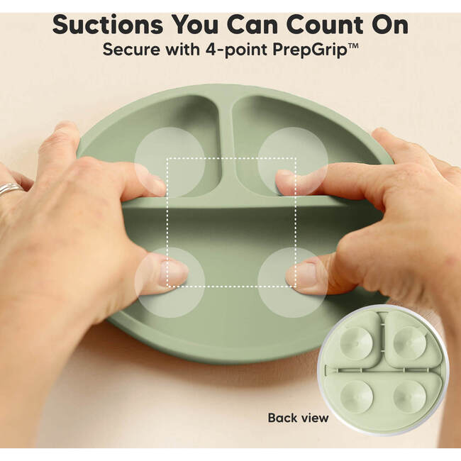 Baby BPA-Free Prep Silicone Suction Plate, Sage (Pack of 3) - Food Storage - 3