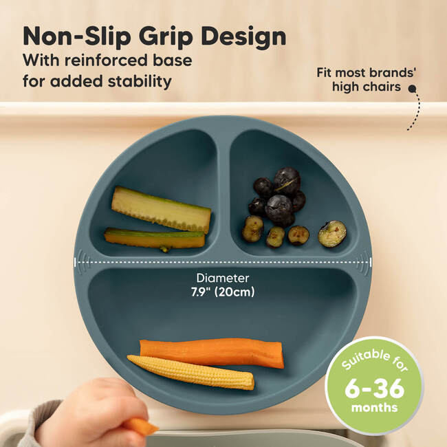 Baby BPA-Free Prep Silicone Suction Plate, Rocky (Pack of 3) - Food Storage - 4