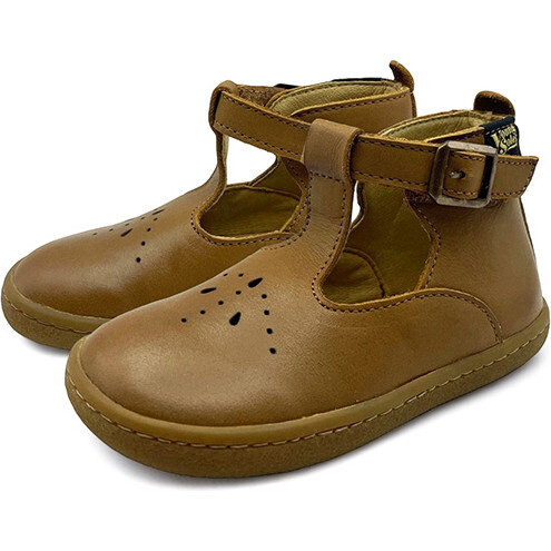 Lark T-Bar Barefoot Shoe, Tan Leather