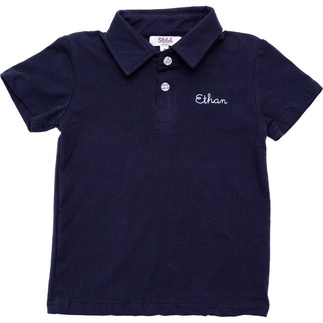 Custom Embroidered Cotton Polo Shirt, Navy