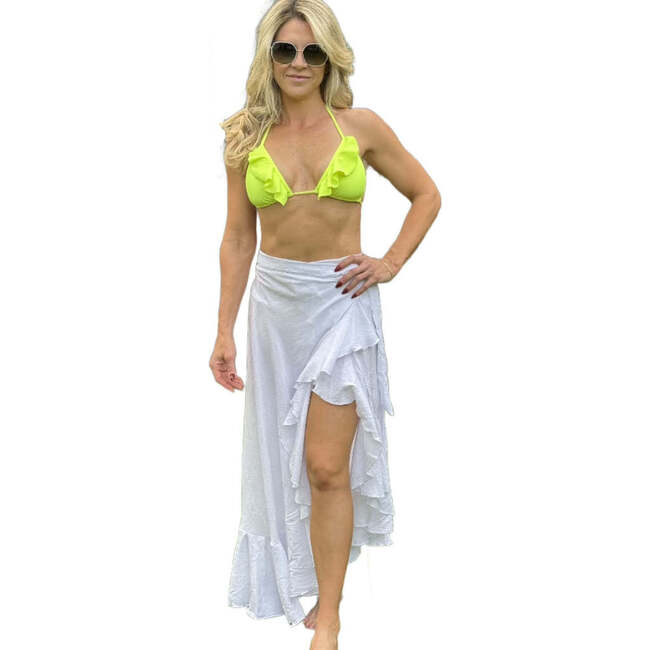 Women's Cover-Up Ruffle Hem Wrap Skirt, White