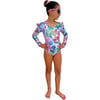 Mari Ruffles Long Sleeve One-Piece Swimsuit & Hair Band Set, Puerto Viejo - One Pieces - 4