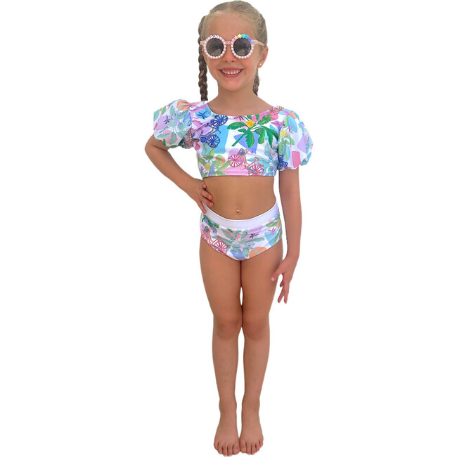 Lola Puff Sleeve High-Waist Two-Piece Swimsuit & Hair Band Set, Puerto Viejo - Two Pieces - 6