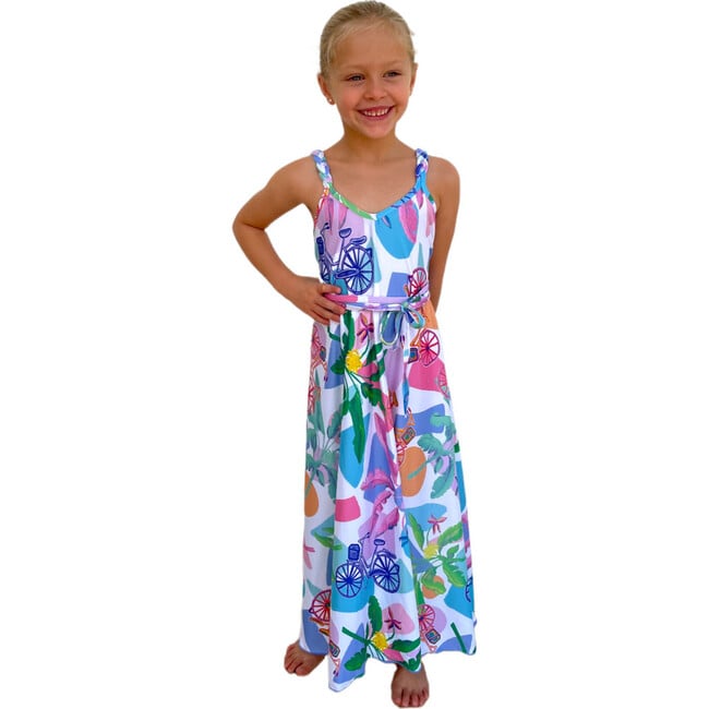 Girls Spaghetti Strap Tie Waist Maxi Dress, Puerto Viejo - Dresses - 4