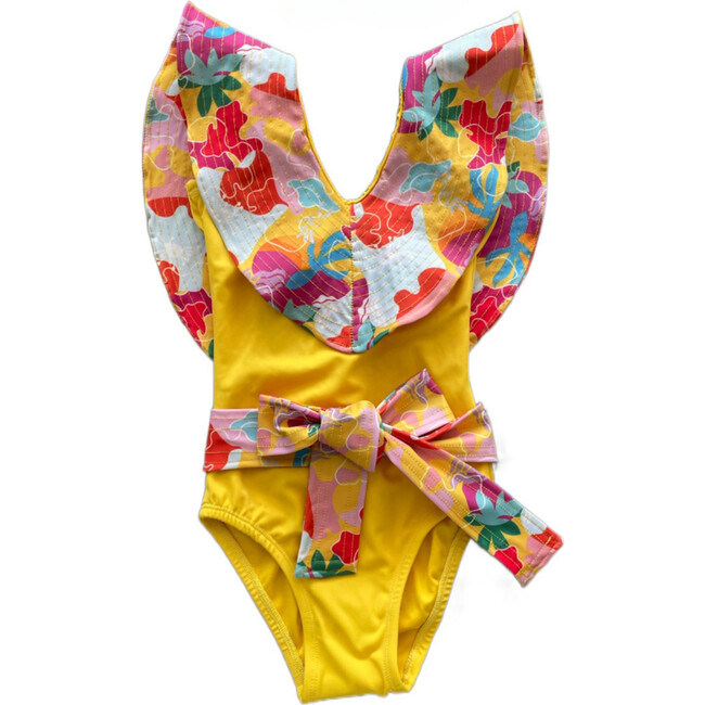 Cece Flap Neck Waist Belt One-Piece Swimsuit, Cocos Island