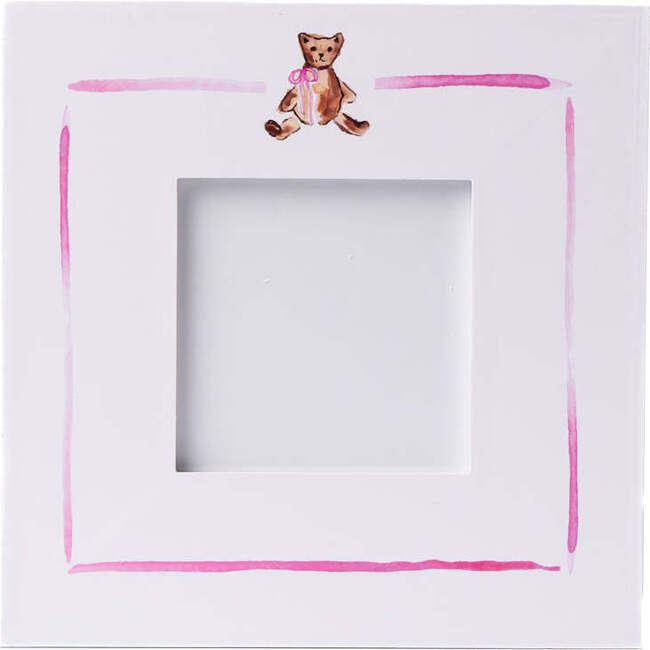 Wooden Frame, Pink Teddy Bear