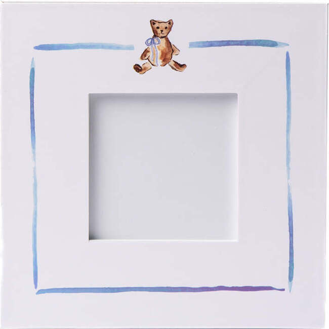 Wooden Frame, Blue Teddy Bear