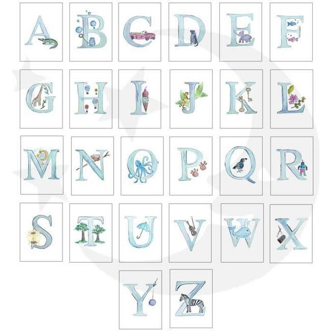 Alphabet Print Set, Blue - Wall Décor - 2