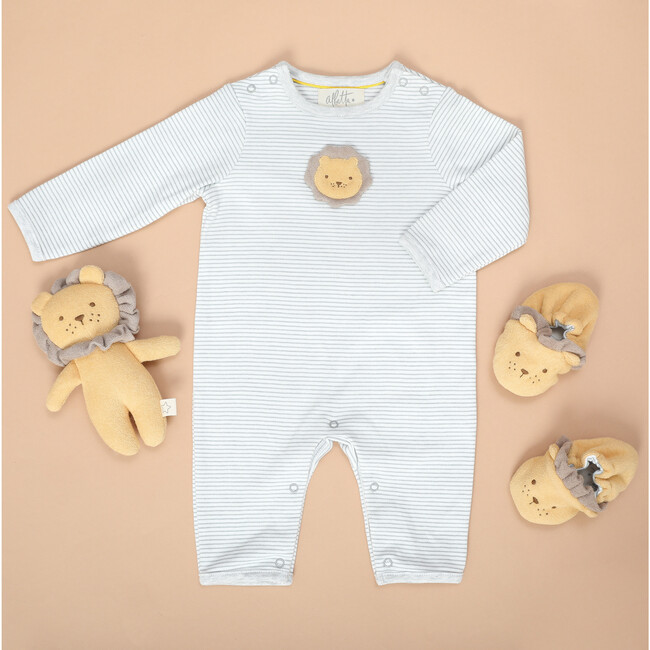 Applique Leo Lion Grey Babygro - Rompers - 2