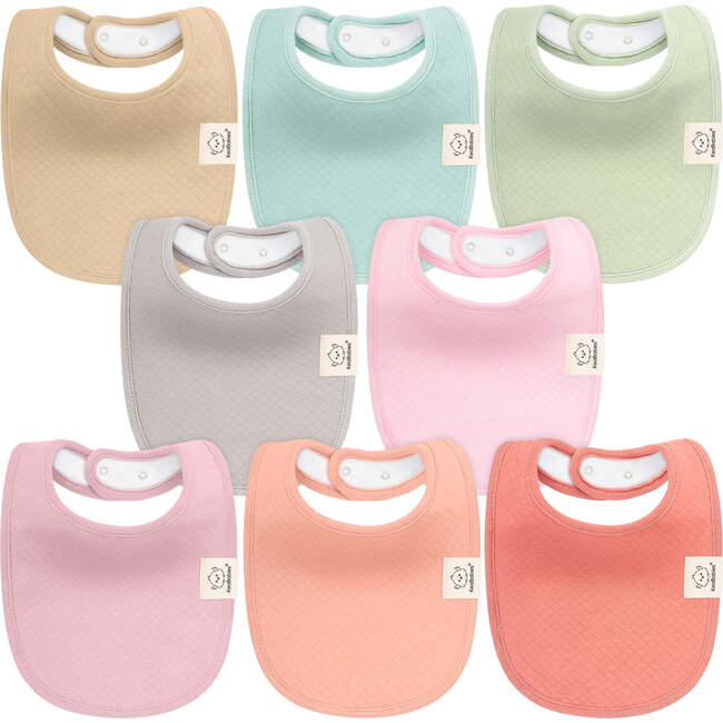 Baby Quin Drooling Teething Bibs, Muted Pastel (Pack of 8)
