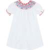 Little Princess Ella Hand Smocked Embroidered Cotton Girls Dress, Red, White & Blue - Dresses - 1 - thumbnail