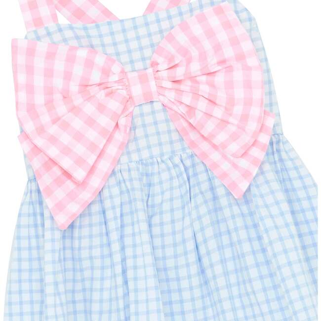 Little Princess Helena Gingham Bow Cotton Baby Dress, Pink & Blue - Dresses - 3