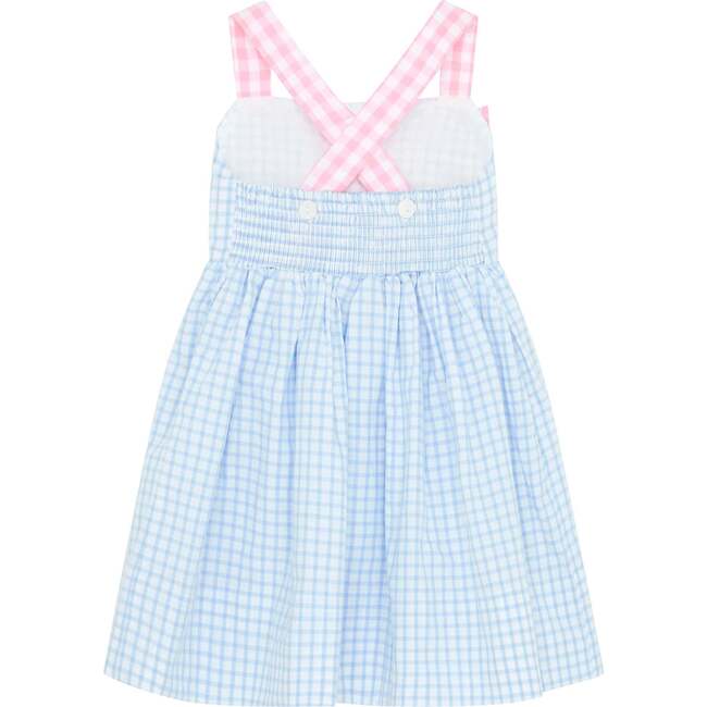 Little Princess Helena Gingham Bow Cotton Girls Dress, Pink & Blue - Dresses - 2