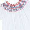 Little Princess Ella Hand Smocked Embroidered Cotton Girls Dress, Red, White & Blue - Dresses - 3