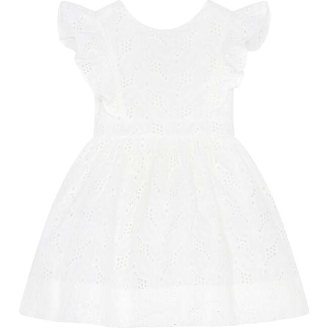 Little Princess Catherine Embroidered Cotton Girls Dress, White