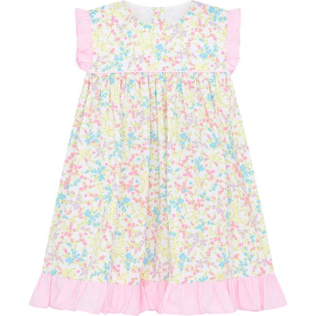 Little Princess Beatrice Tiny Floral Cotton Girls Dress, Pink & White