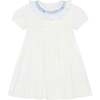 Little Princess Anne Hand Smocked Embroidered Dot Cotton Girls Dress, White & Pink - Dresses - 1 - thumbnail