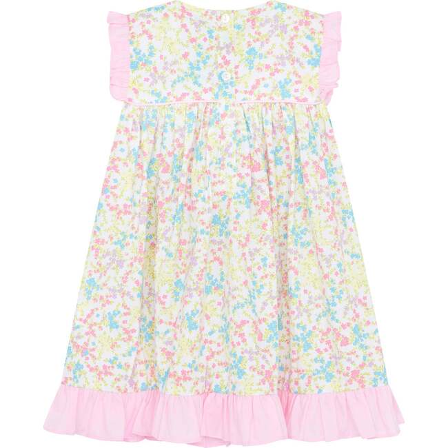 Little Princess Beatrice Tiny Floral Cotton Girls Dress, Pink & White - Dresses - 2