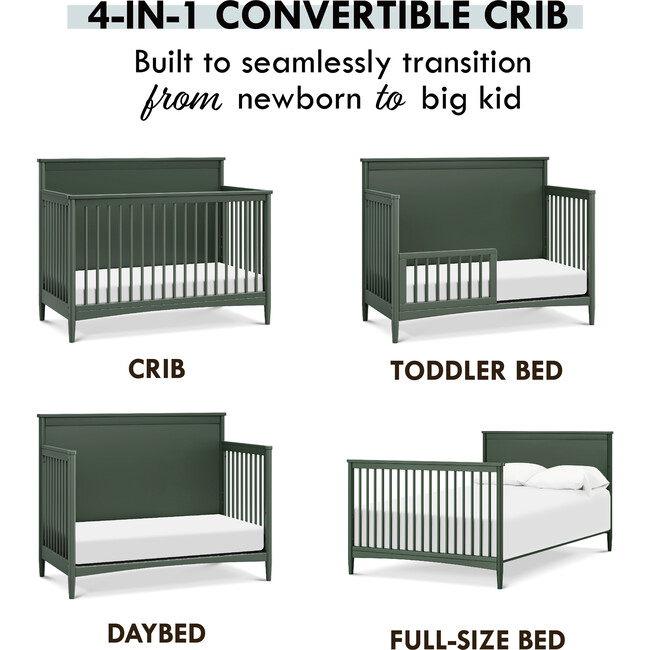 Frem 4-In-1 Convertible Crib, Forest Green - Cribs - 3