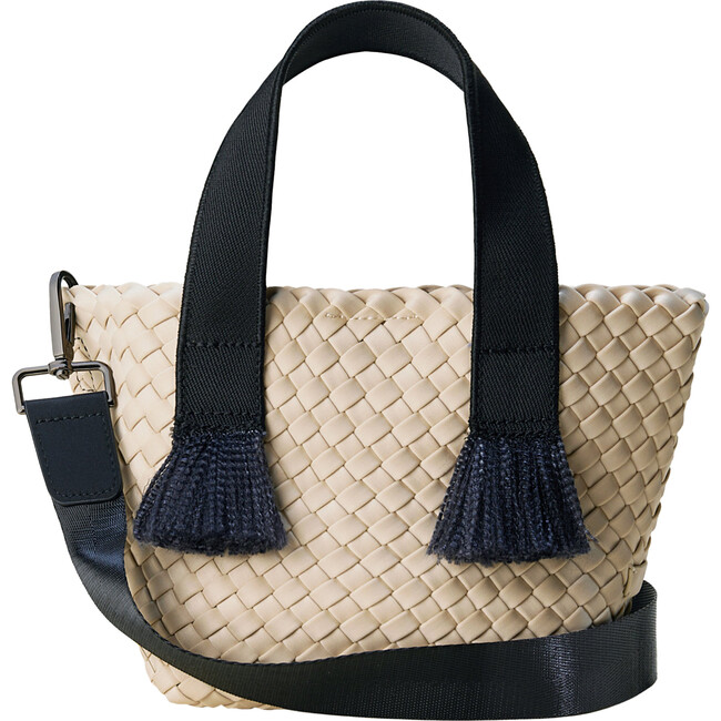 Women's Tulum Solid Petit Hand-Woven Tote Bag, Moon