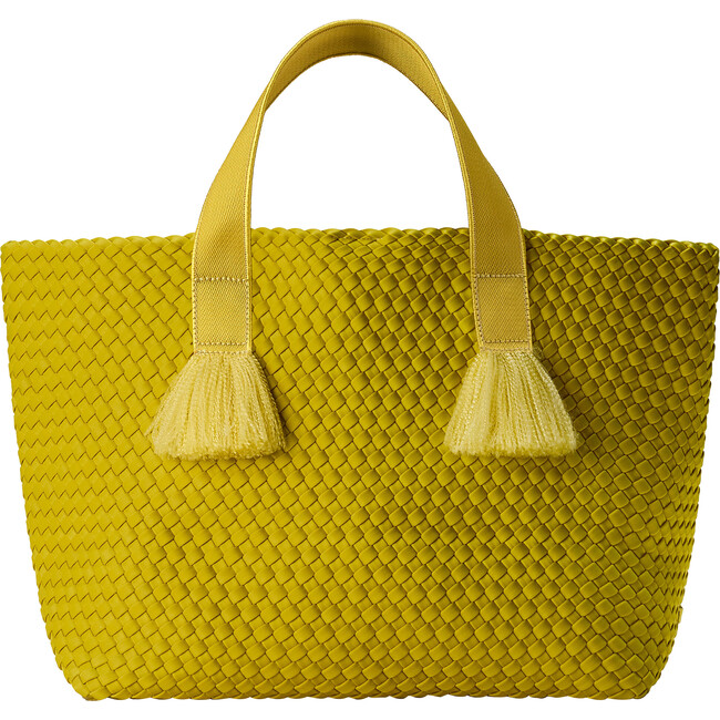 Women's Tulum Solid Large Hand-Woven Tote Bag, Ochre