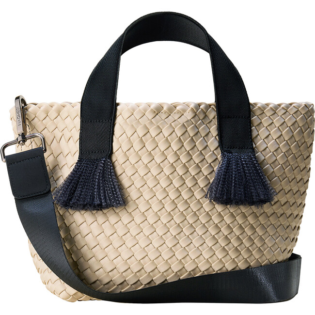 Women's Tulum Solid Small Hand-Woven Tote Bag, Moon