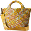 Women's St. Barths Watercolor Small Classic Hand-Woven Tote Bag, Saffron - Bags - 1 - thumbnail