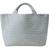 Women's St. Barths Solid Medium Classic Hand-Woven Tote Bag, Glacier - Bags - 1 - thumbnail