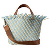 Women's Havana Striped Small Hand-Woven Tote Bag, Sky - Bags - 1 - thumbnail