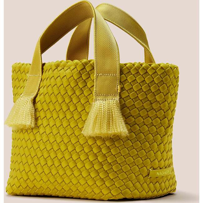 Women's Tulum Solid Small Hand-Woven Tote Bag, Ochre - Bags - 4