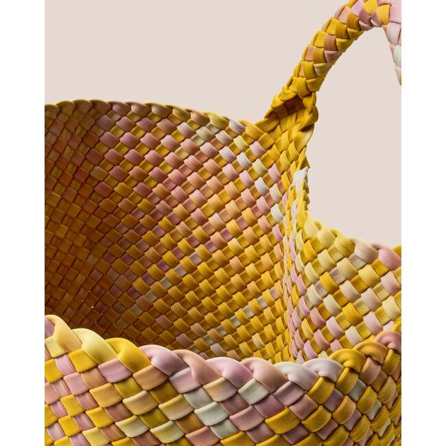 Women's St. Barths Watercolor Medium Classic Hand-Woven Tote Bag, Saffron - Bags - 2