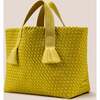 Women's Tulum Solid Medium Hand-Woven Tote Bag, Ochre - Bags - 4