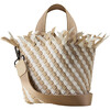 Women's Havana Striped Petit Hand-Woven Tote Bag, Almaza - Bags - 1 - thumbnail