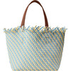 Women's Havana Striped Medium Hand-Woven Tote Bag, Sky - Bags - 1 - thumbnail