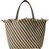 Women's Havana Striped Medium Hand-Woven Tote Bag, Carrara - Bags - 1 - thumbnail