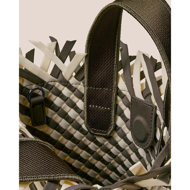 Women's Havana Striped Petit Hand-Woven Tote Bag, Carrara - Bags - 2