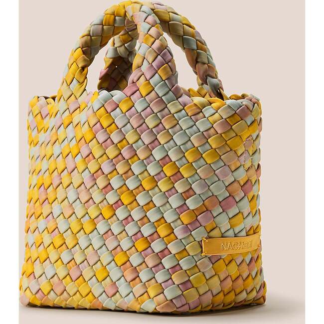 Women's St. Barths Watercolor Petit Classic Hand-Woven Tote Bag, Saffron - Bags - 4